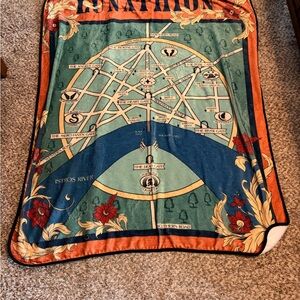 Bookish box Crescent City Map-Print Throw Blanket in Teal & Orange